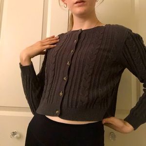 Green button down sweater